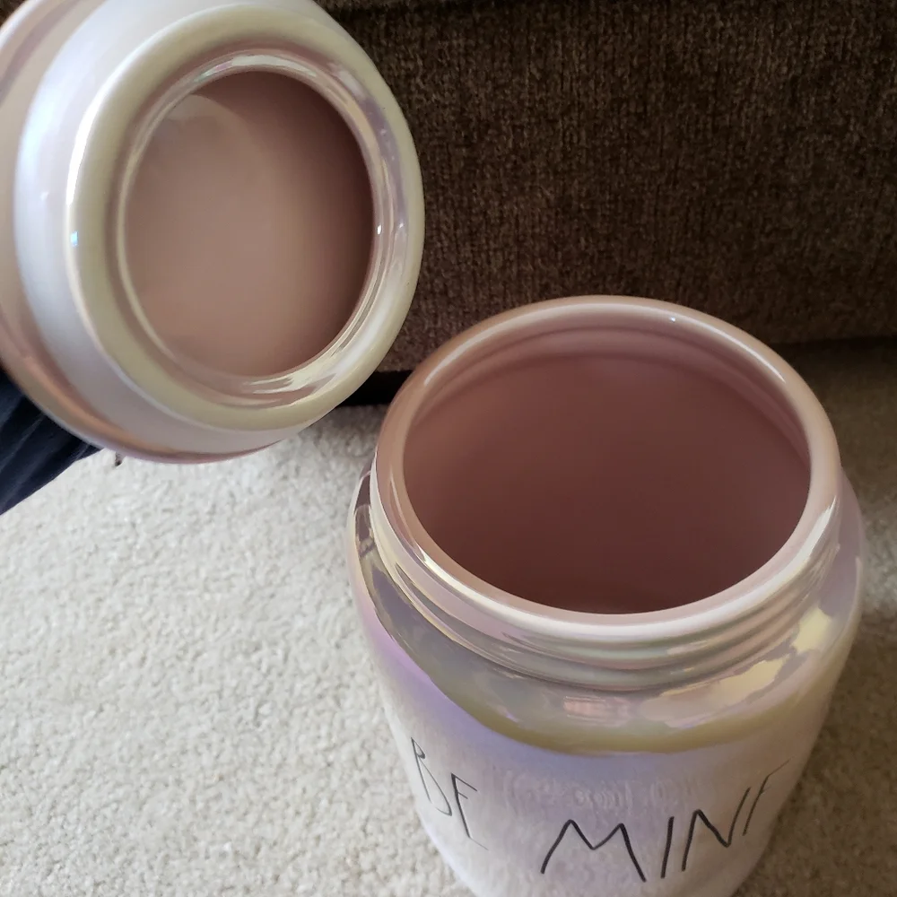 Rae Dunn Valentines canister BE MINE irridescent pink NEW